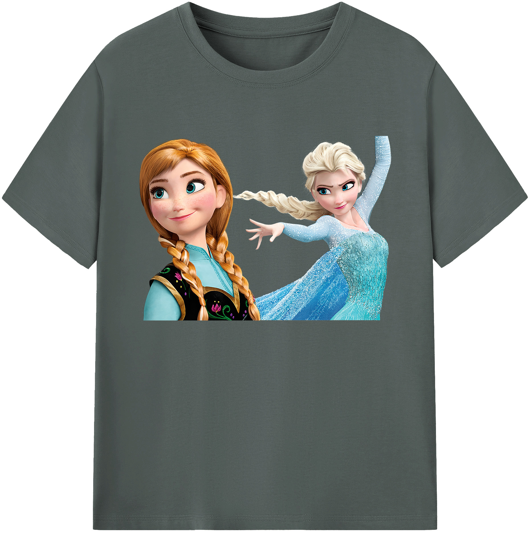 （画像用） アナと雪の女王 アンナ エルサ Frozen Anna Elsa 綿100％ メンズ半袖Tシャツ｜肌触りやわらか＆通気性
